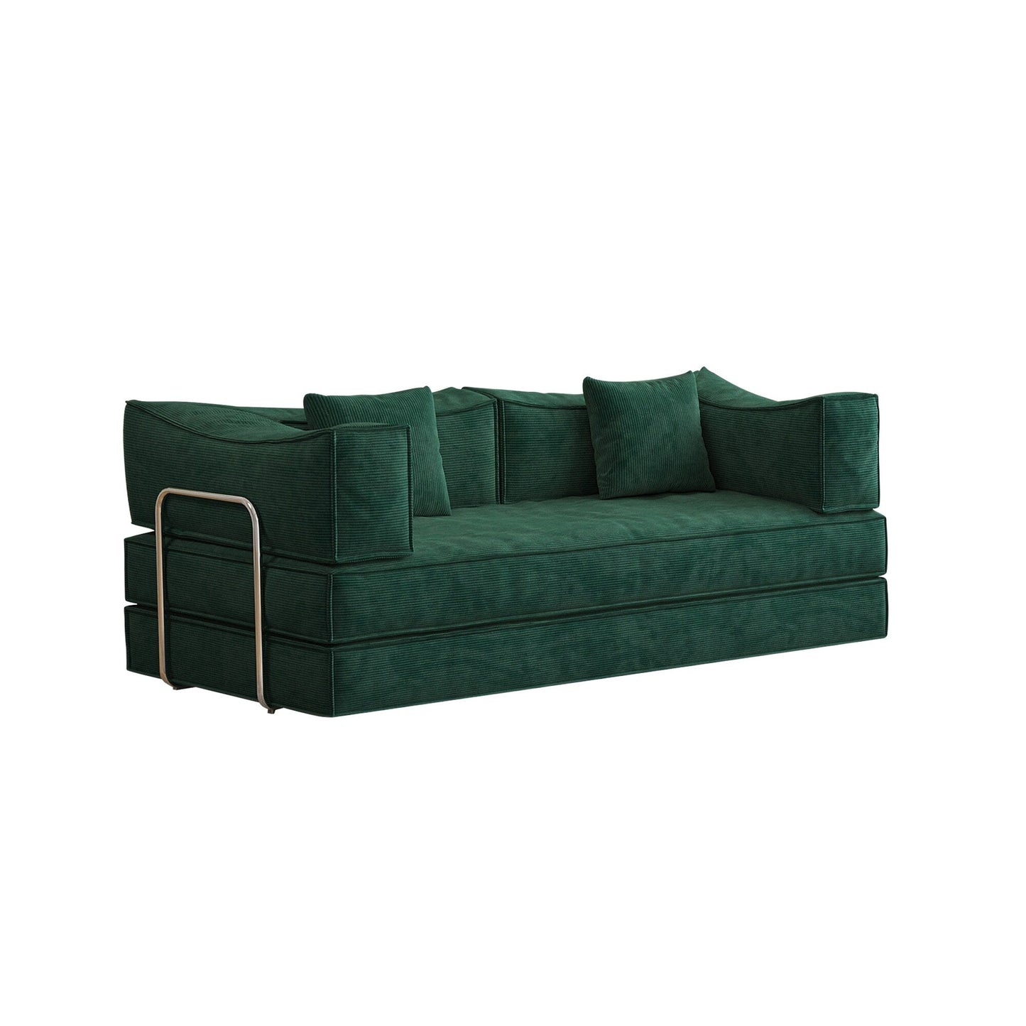 83 Upholstered Convertible Sofa Bed Corduroy Couch Foldable Futon With 2 Pillows