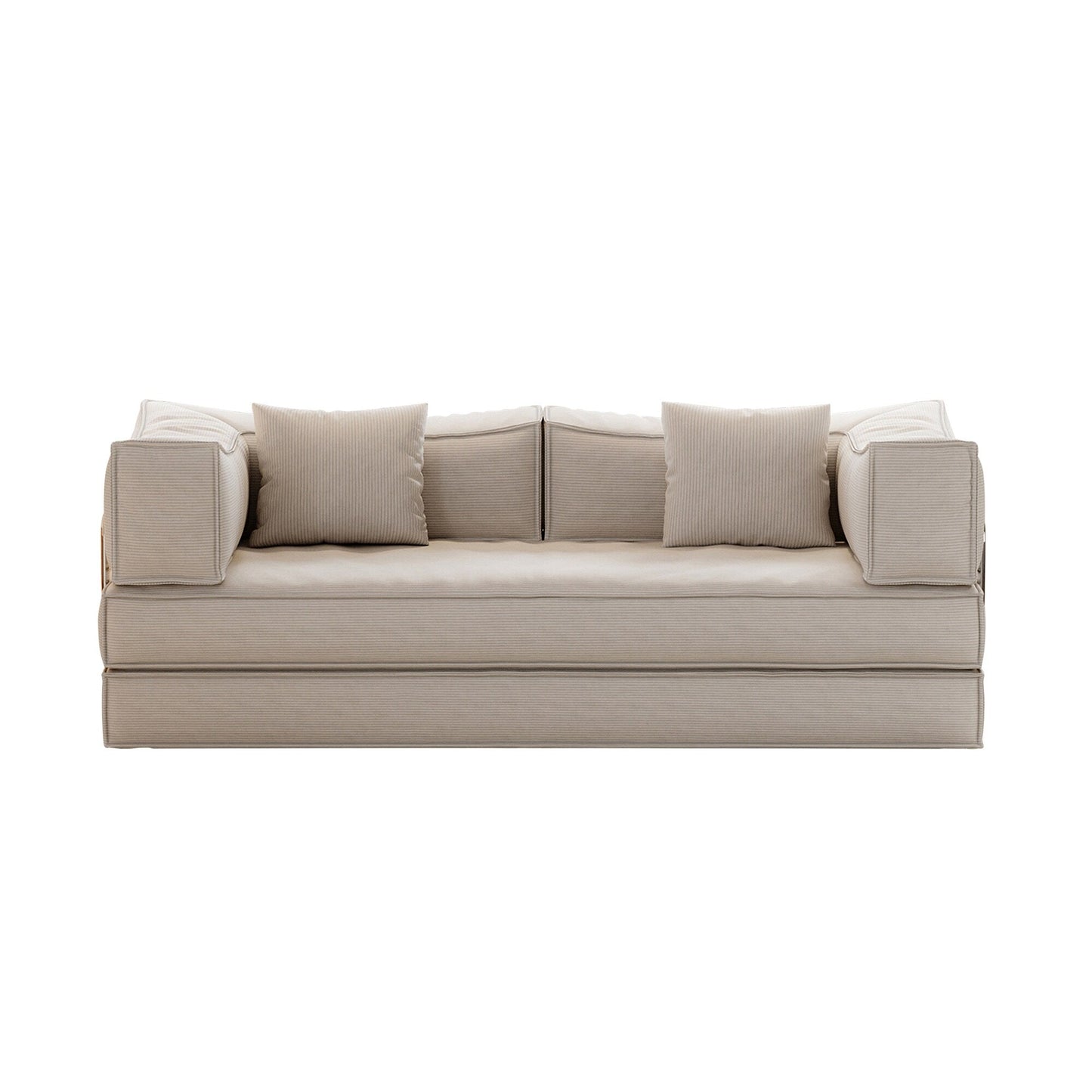 83 Upholstered Convertible Sofa Bed Corduroy Couch Foldable Futon With 2 Pillows