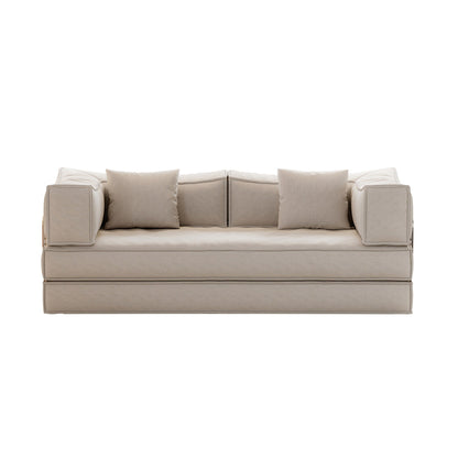 83 Upholstered Convertible Sofa Bed Corduroy Couch Foldable Futon With 2 Pillows