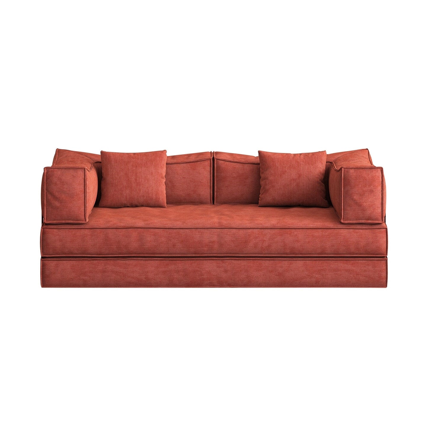 83 Upholstered Convertible Sofa Bed Corduroy Couch Foldable Futon With 2 Pillows