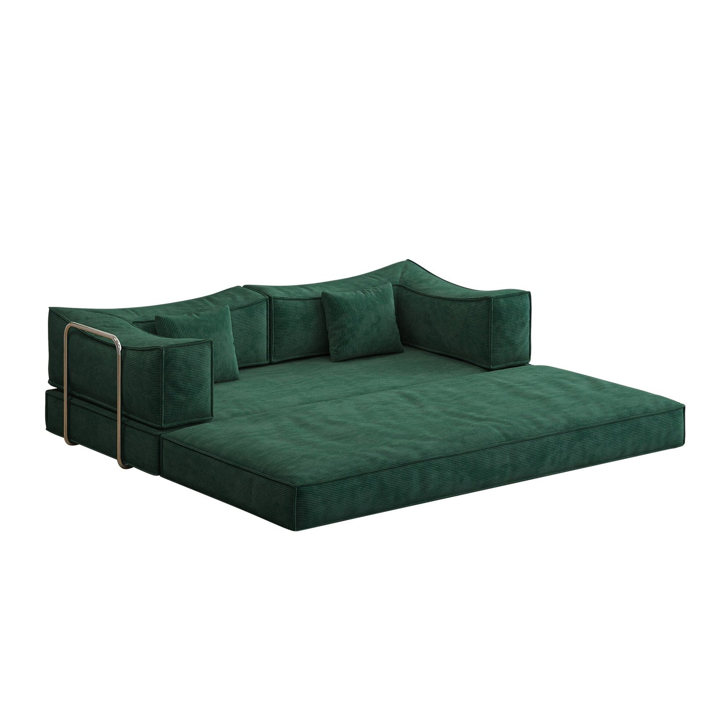 83 Upholstered Convertible Sofa Bed Corduroy Couch Foldable Futon With 2 Pillows