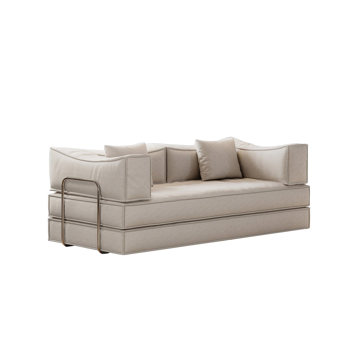 83 Upholstered Convertible Sofa Bed Corduroy Couch Foldable Futon With 2 Pillows