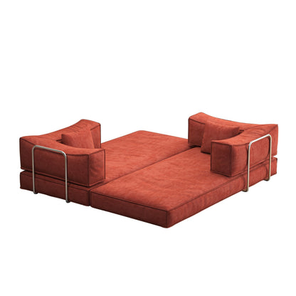 83 Upholstered Convertible Sofa Bed Corduroy Couch Foldable Futon With 2 Pillows