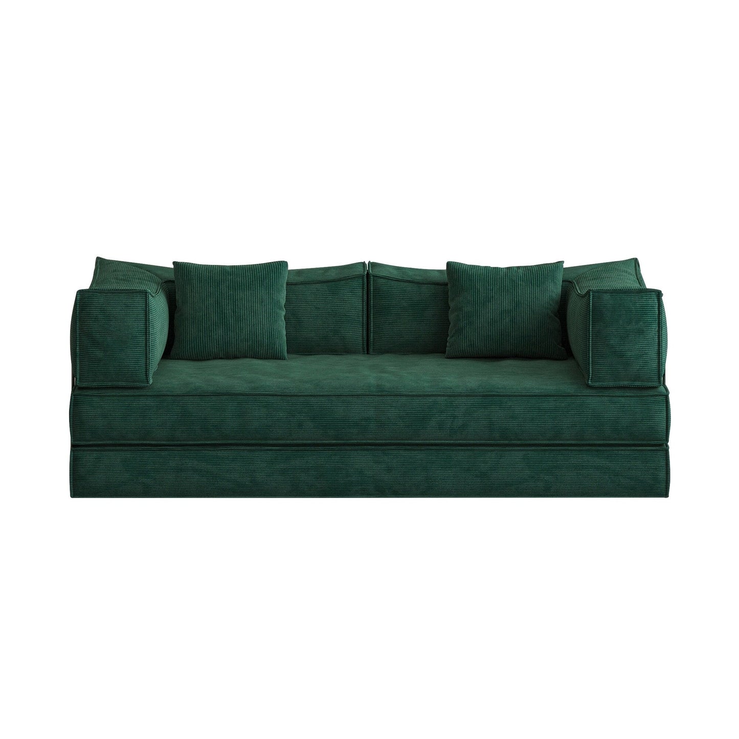 83 Upholstered Convertible Sofa Bed Corduroy Couch Foldable Futon With 2 Pillows
