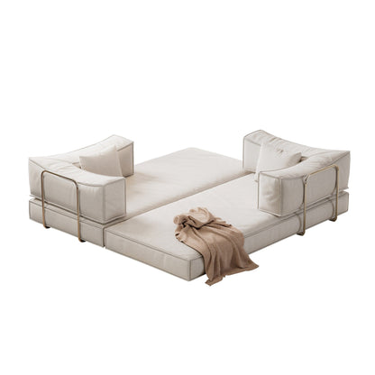 83 Upholstered Convertible Sofa Bed Corduroy Couch Foldable Futon With 2 Pillows