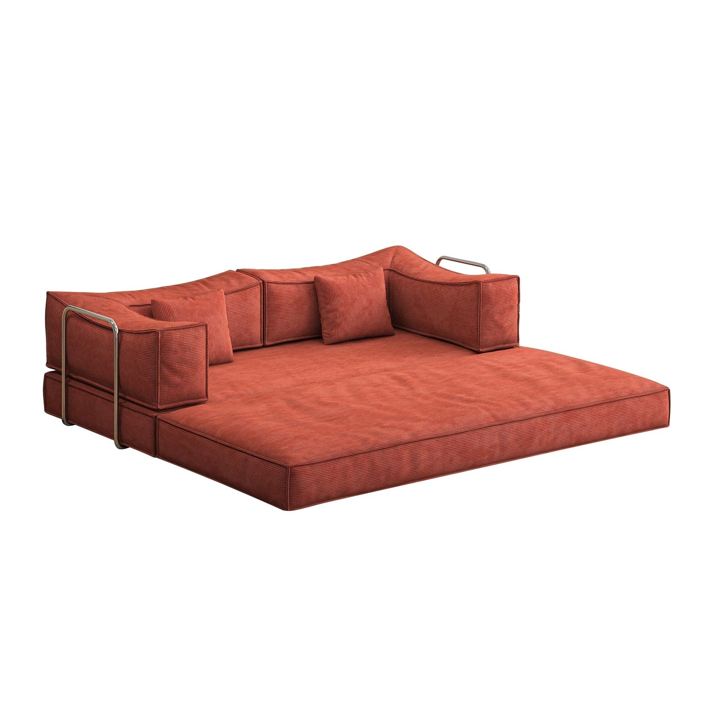 83 Upholstered Convertible Sofa Bed Corduroy Couch Foldable Futon With 2 Pillows