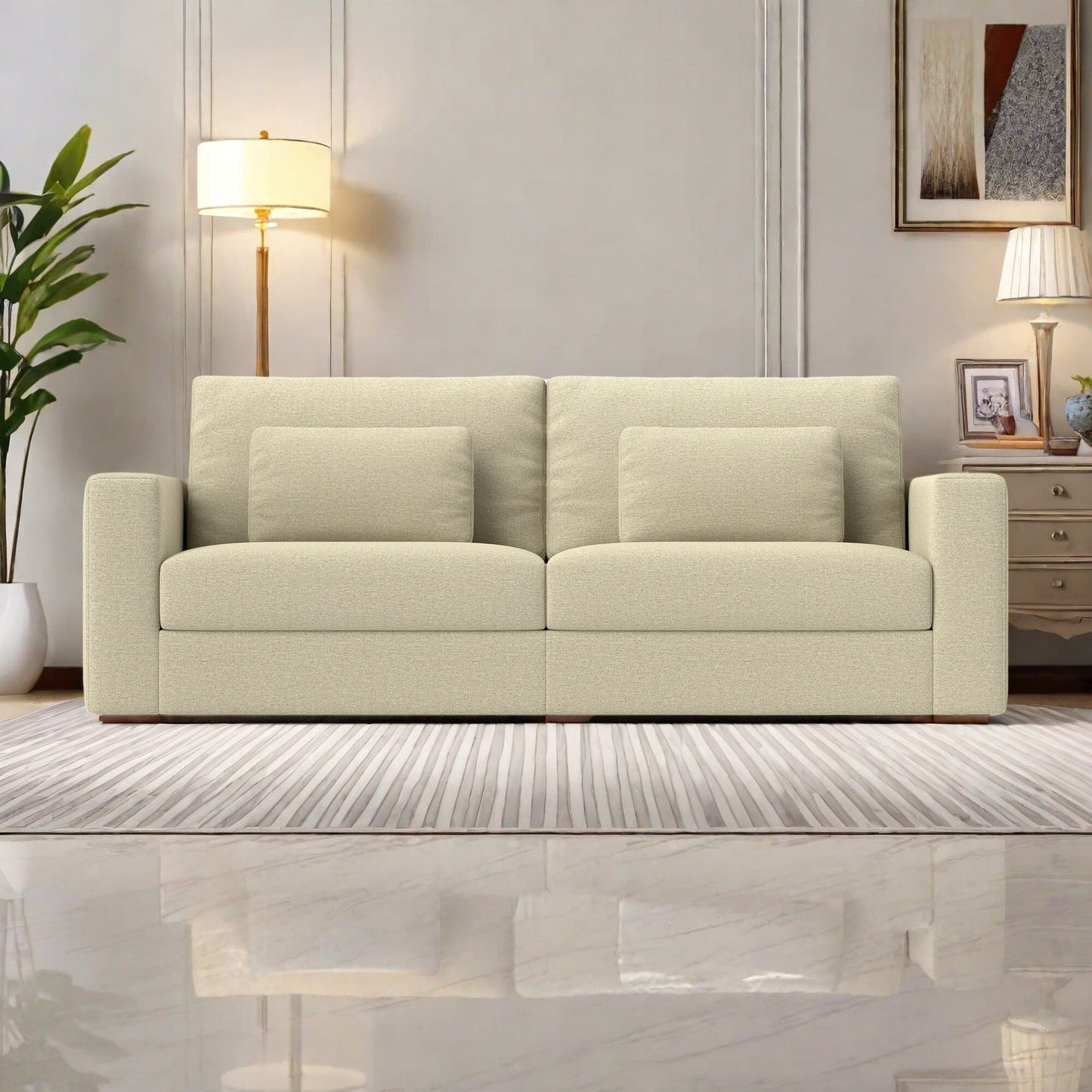83Fabric 3-Seater Sofa - Plush Double-Cushioned Comfort for Modern Living Rooms