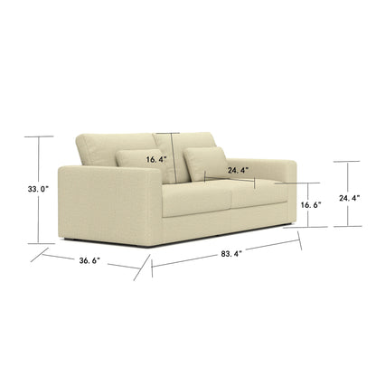 83Fabric 3-Seater Sofa - Plush Double-Cushioned Comfort for Modern Living Rooms