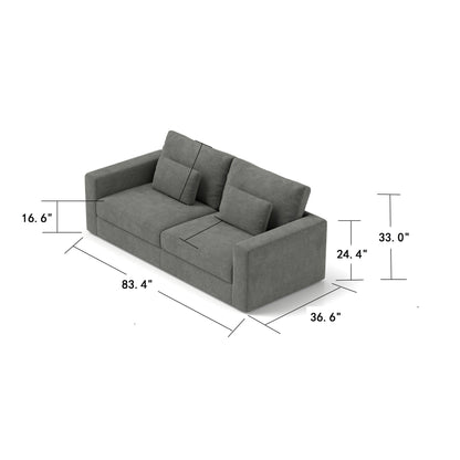83Fabric 3-Seater Sofa - Plush Double-Cushioned Comfort for Modern Living Rooms