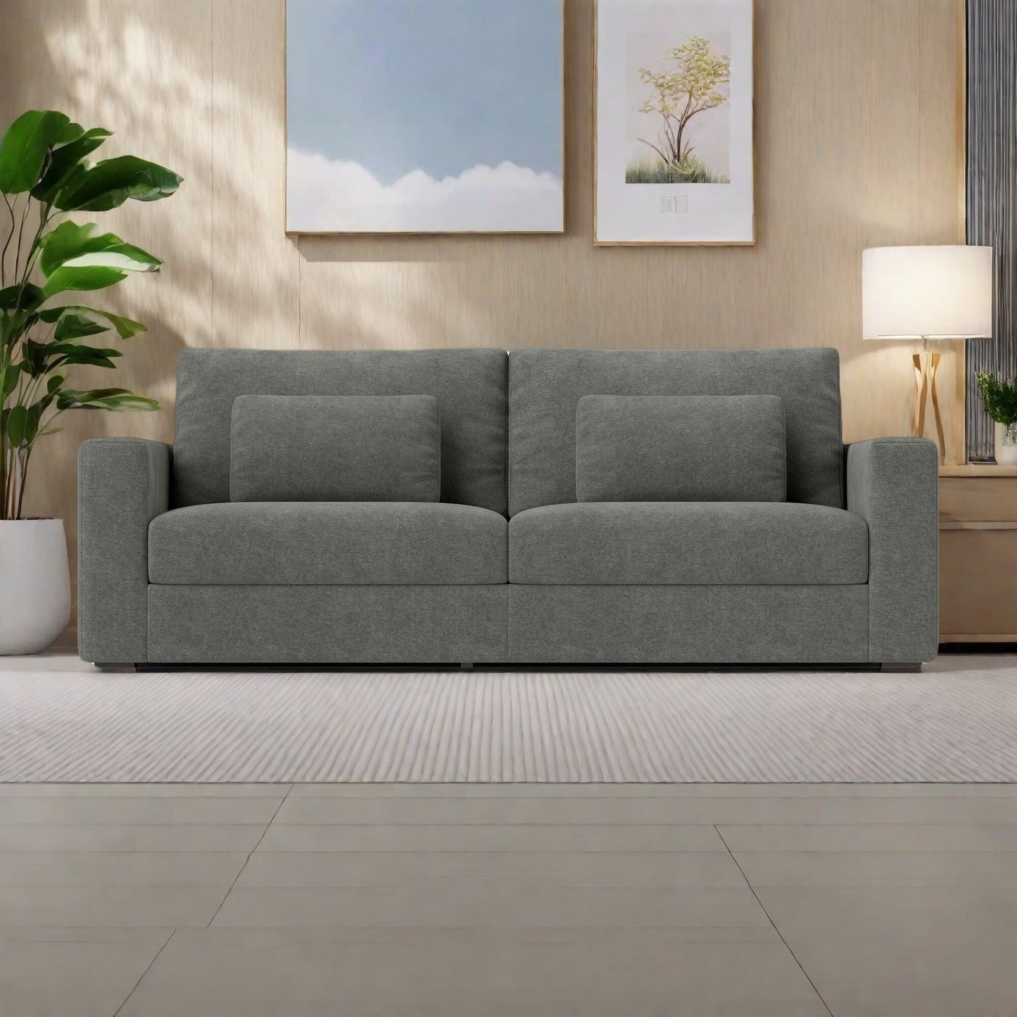 83Fabric 3-Seater Sofa - Plush Double-Cushioned Comfort for Modern Living Rooms