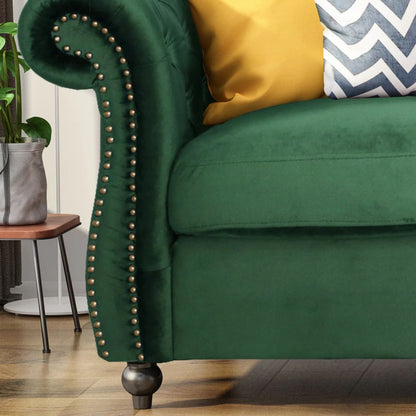 84.5'' Velvet 3-Seater Sofa with Soft Fabric, Generous Seating, and Lightweight Structure