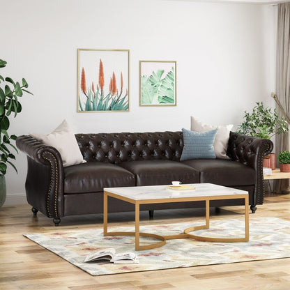 84.5'' Velvet 3-Seater Sofa with Soft Fabric, Generous Seating, and Lightweight Structure