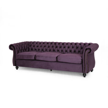 84.5'' Velvet 3-Seater Sofa with Soft Fabric, Generous Seating, and Lightweight Structure