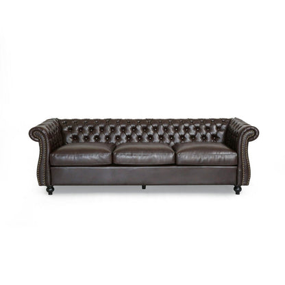 84.5'' Velvet 3-Seater Sofa with Soft Fabric, Generous Seating, and Lightweight Structure