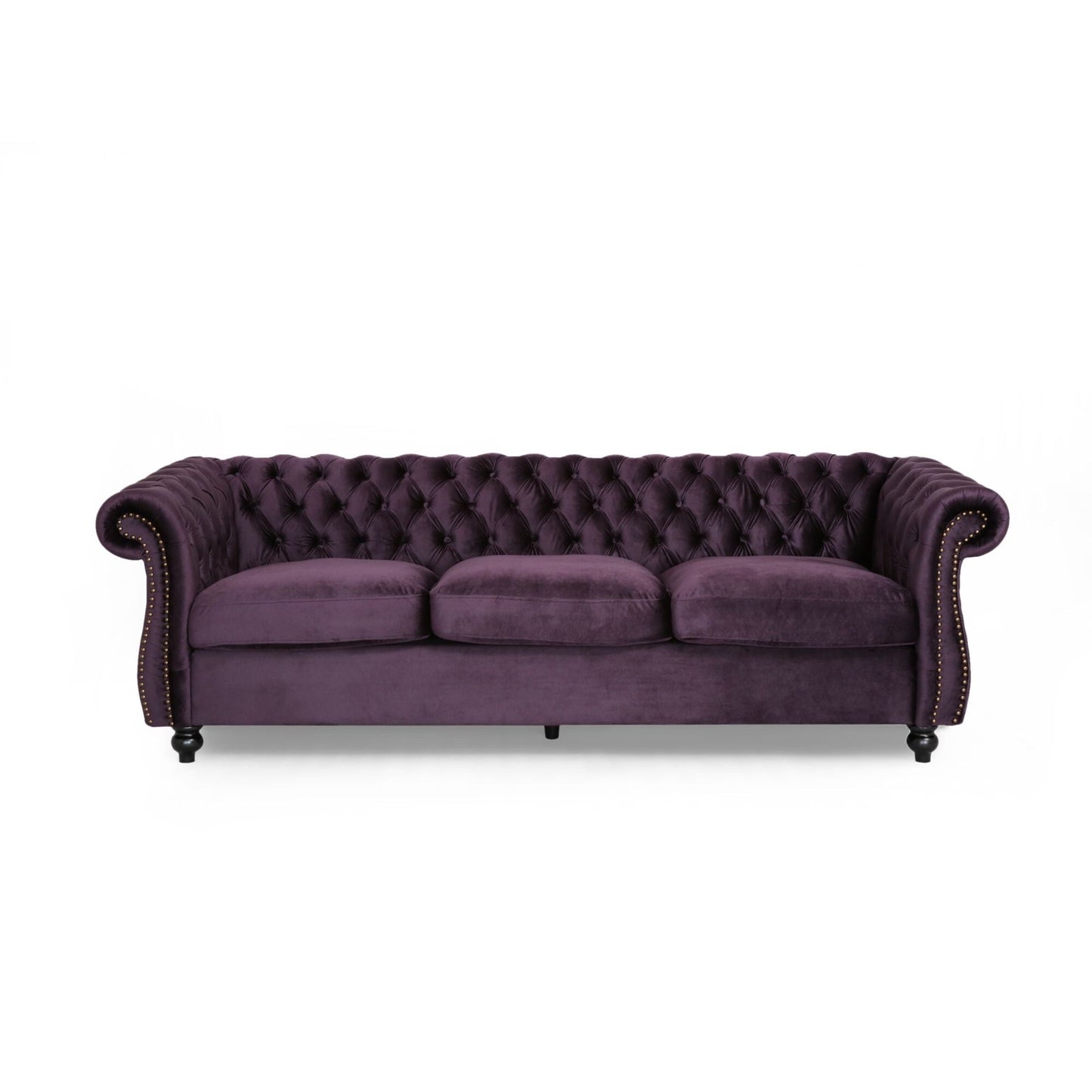 84.5'' Velvet 3-Seater Sofa with Soft Fabric, Generous Seating, and Lightweight Structure