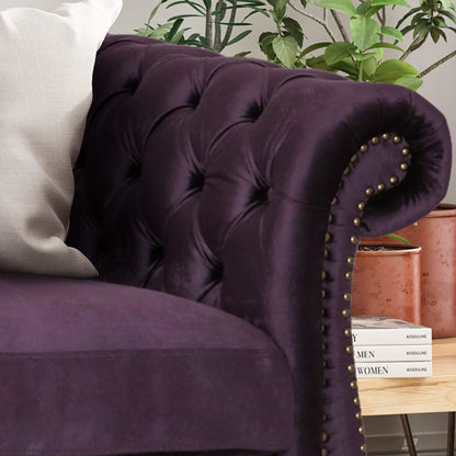 84.5'' Velvet 3-Seater Sofa with Soft Fabric, Generous Seating, and Lightweight Structure
