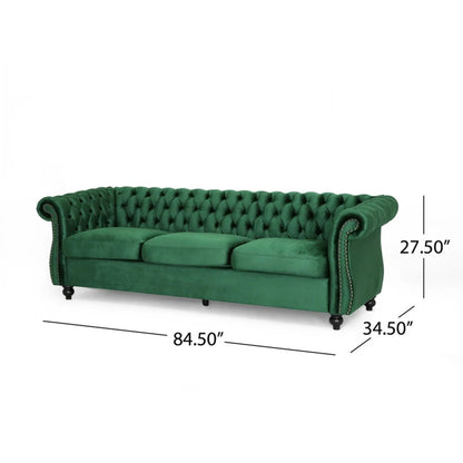 84.5'' Velvet 3-Seater Sofa with Soft Fabric, Generous Seating, and Lightweight Structure