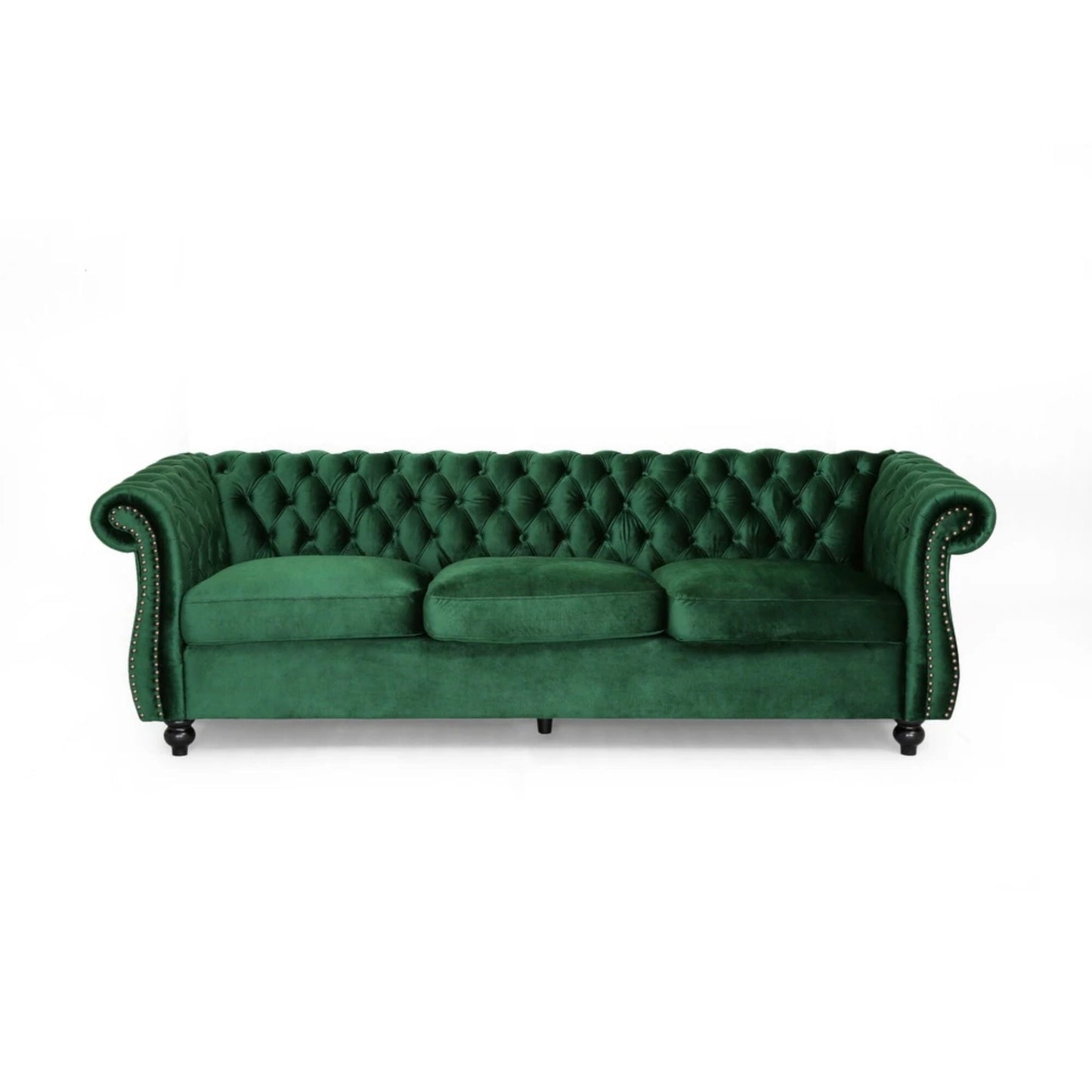 84.5'' Velvet 3-Seater Sofa with Soft Fabric, Generous Seating, and Lightweight Structure