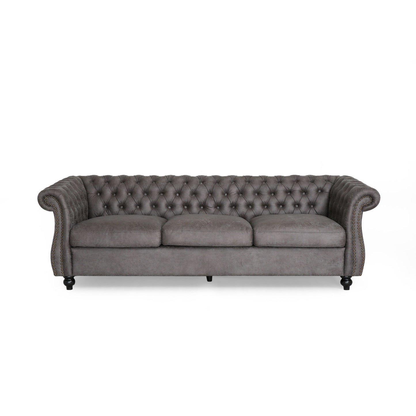 84.5'' Velvet 3-Seater Sofa with Soft Fabric, Generous Seating, and Lightweight Structure