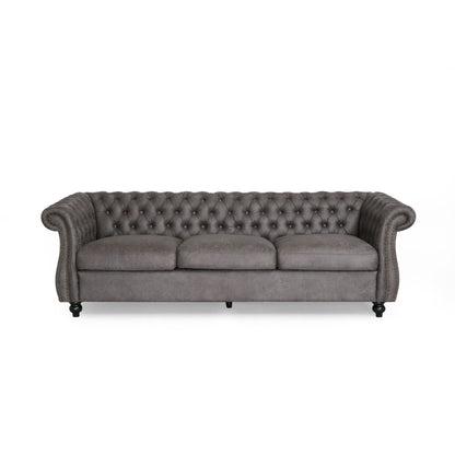 84.5'' Velvet 3-Seater Sofa with Soft Fabric, Generous Seating, and Lightweight Structure