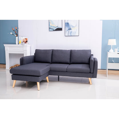 84.6-Inch L-Shaped Sofa with Interchangeable Footrests - Perfect for Living Room and Apartment