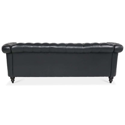 84.65 Chesterfield Tufted Faux Leather Sofa with Rolled Arms