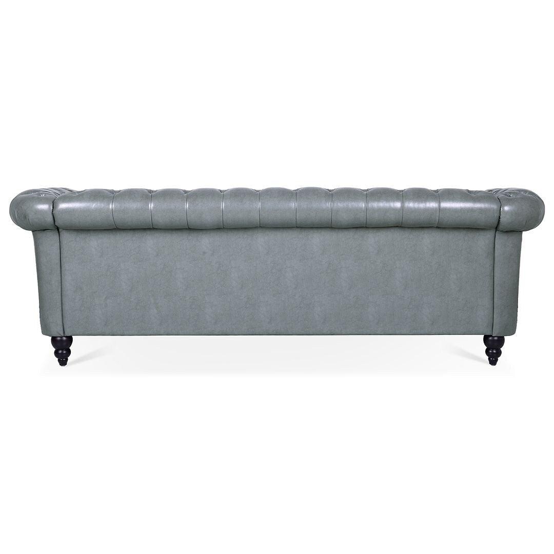 84.65 Chesterfield Tufted Faux Leather Sofa with Rolled Arms