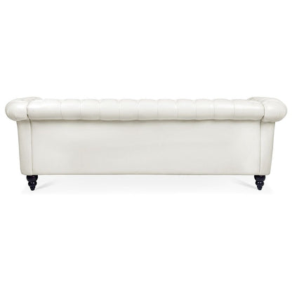 84.65 Chesterfield Tufted Faux Leather Sofa with Rolled Arms