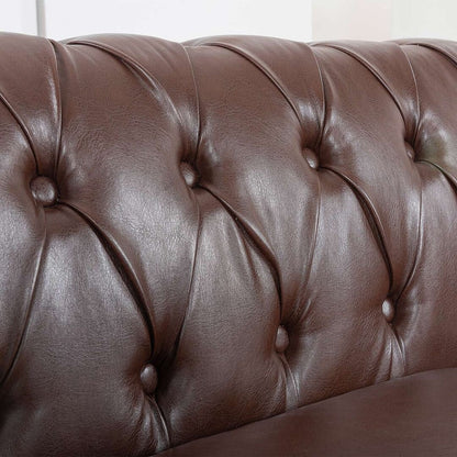 84.65 Chesterfield Tufted Faux Leather Sofa with Rolled Arms