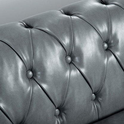 84.65 Chesterfield Tufted Faux Leather Sofa with Rolled Arms