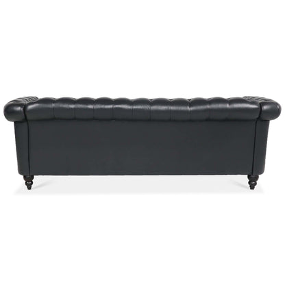 84.65 PU Leather Chesterfield Sofa with Rolled Arms (3-Seater)