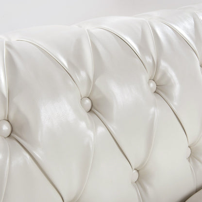 84.65 PU Leather Chesterfield Sofa with Rolled Arms (3-Seater)