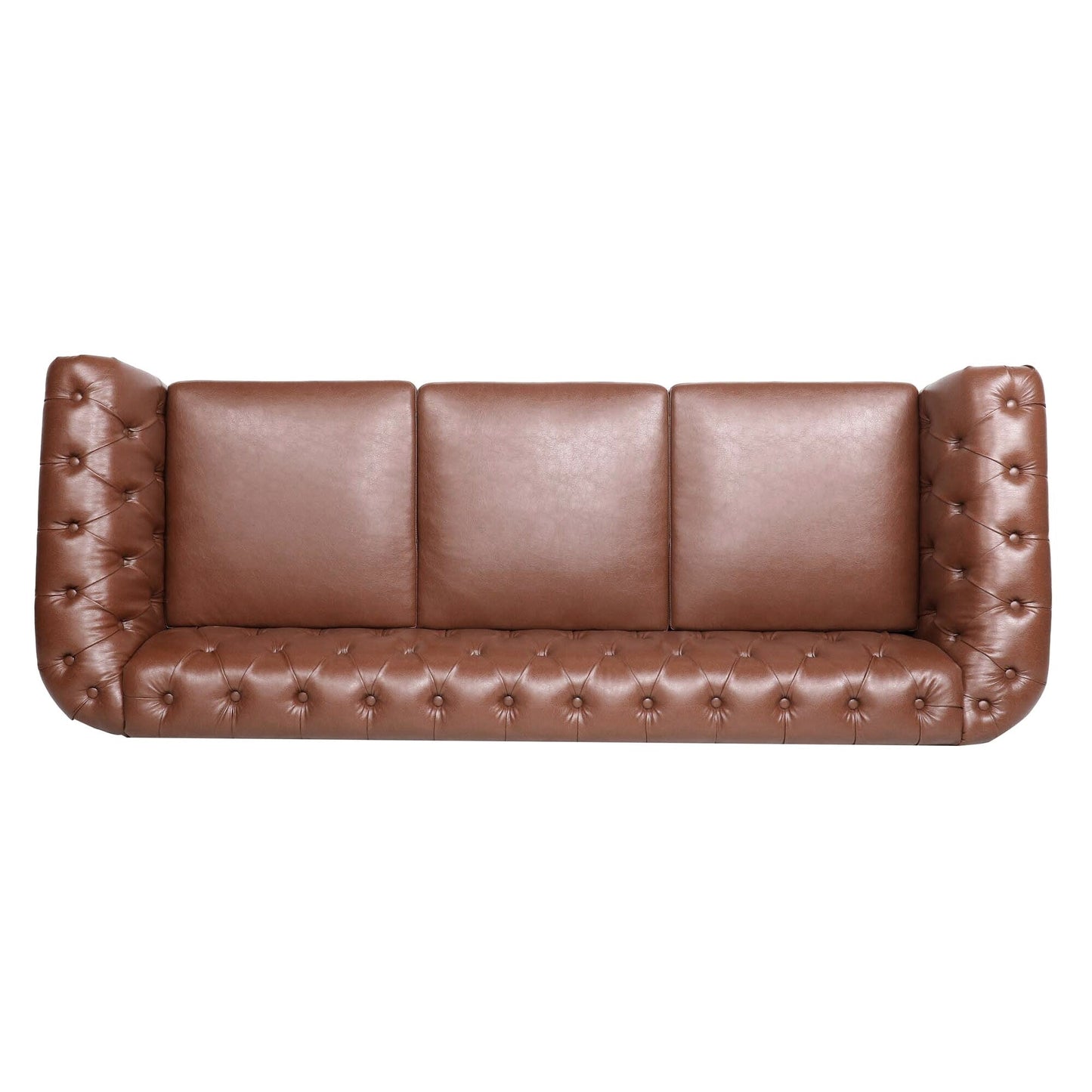 84.65 PU Leather Chesterfield Sofa with Rolled Arms (3-Seater)