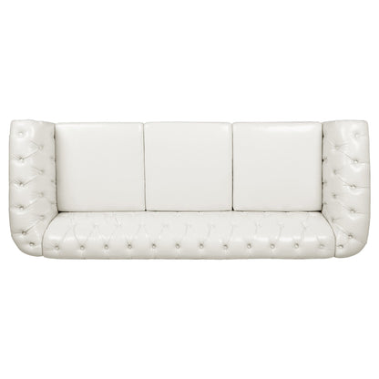 84.65 PU Leather Chesterfield Sofa with Rolled Arms (3-Seater)