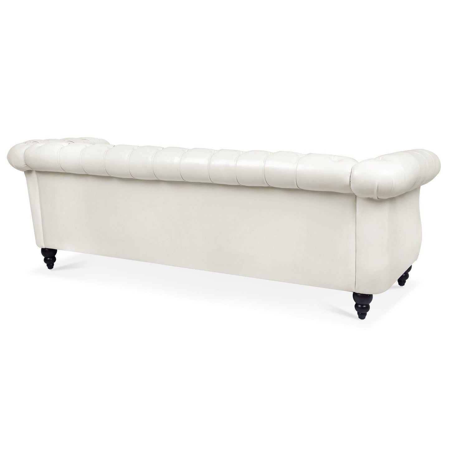 84.65 PU Leather Chesterfield Sofa with Rolled Arms (3-Seater)