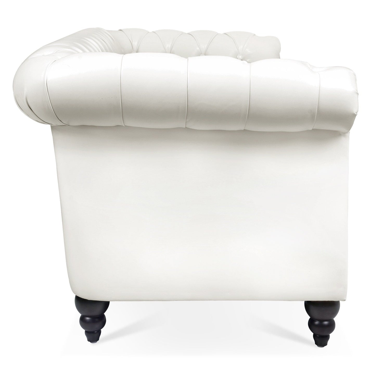 84.65 PU Leather Chesterfield Sofa with Rolled Arms (3-Seater)