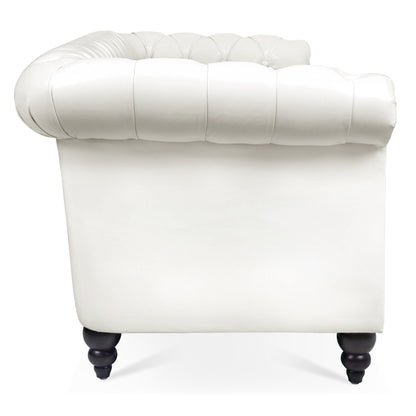 84.65 PU Leather Chesterfield Sofa with Rolled Arms (3-Seater)