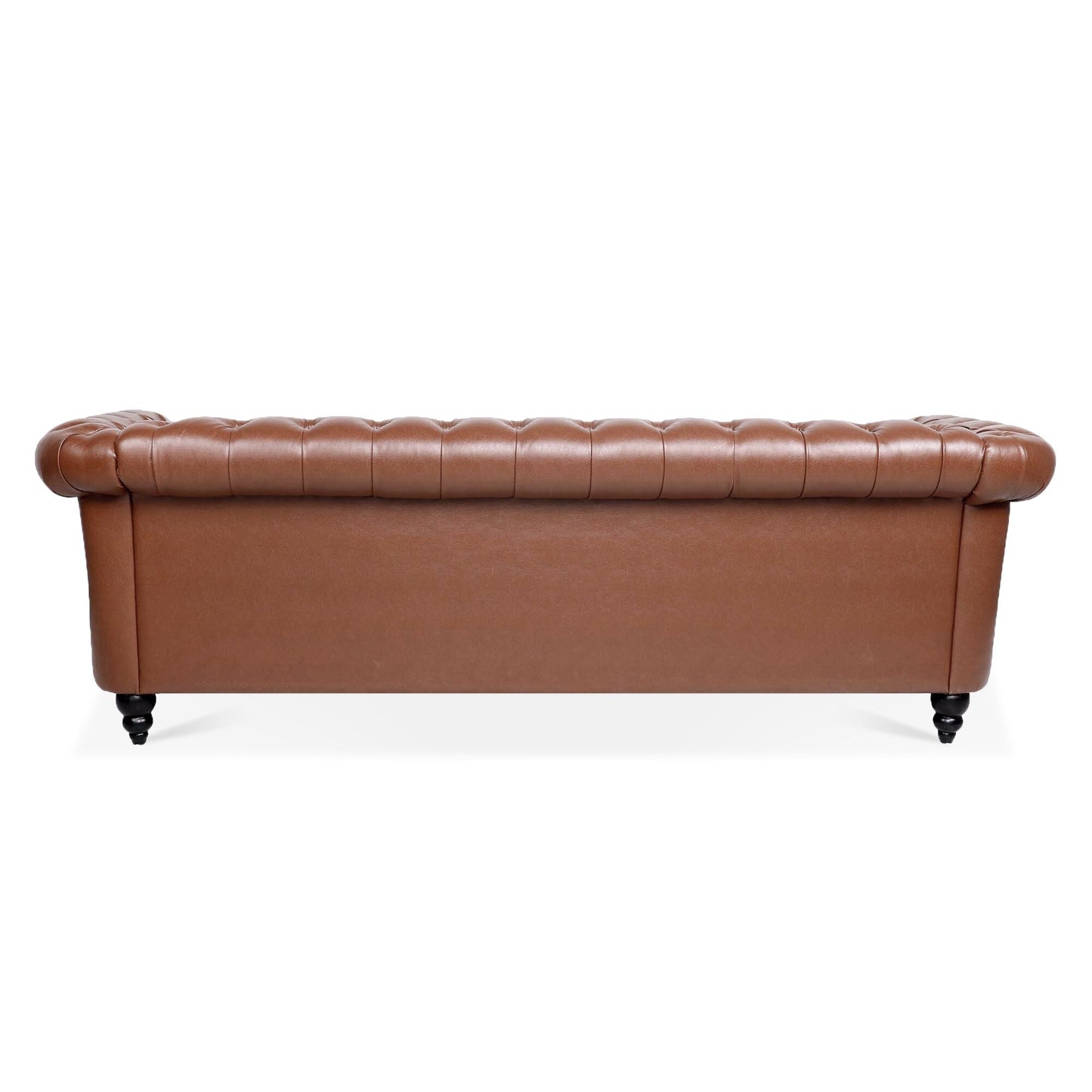 84.65 PU Leather Chesterfield Sofa with Rolled Arms (3-Seater)