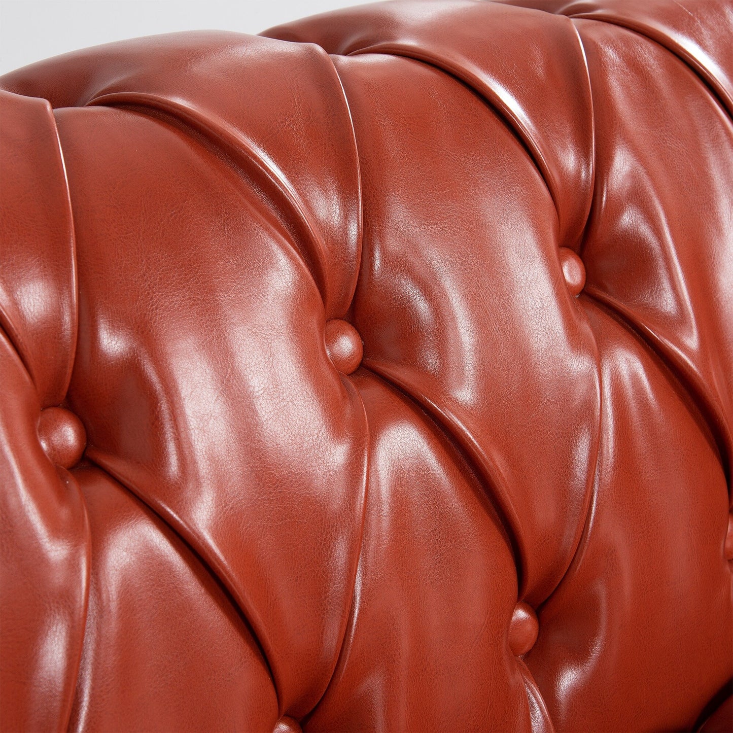 84.65 PU Leather Chesterfield Sofa with Rolled Arms (3-Seater)