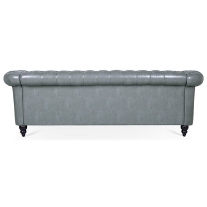 84.65 PU Leather Chesterfield Sofa with Rolled Arms (3-Seater)