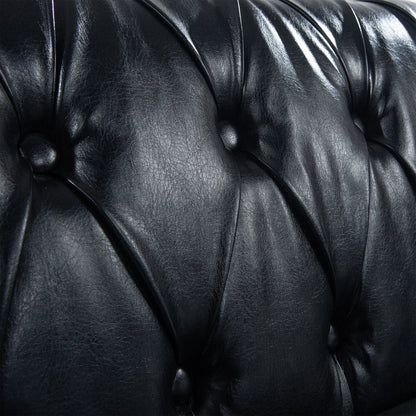 84.65 PU Leather Chesterfield Sofa with Rolled Arms (3-Seater)
