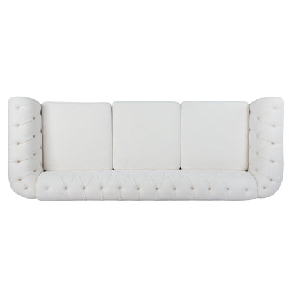 84.65 Polyester Chesterfield Sofa with Rolled Arms (3-Seater)