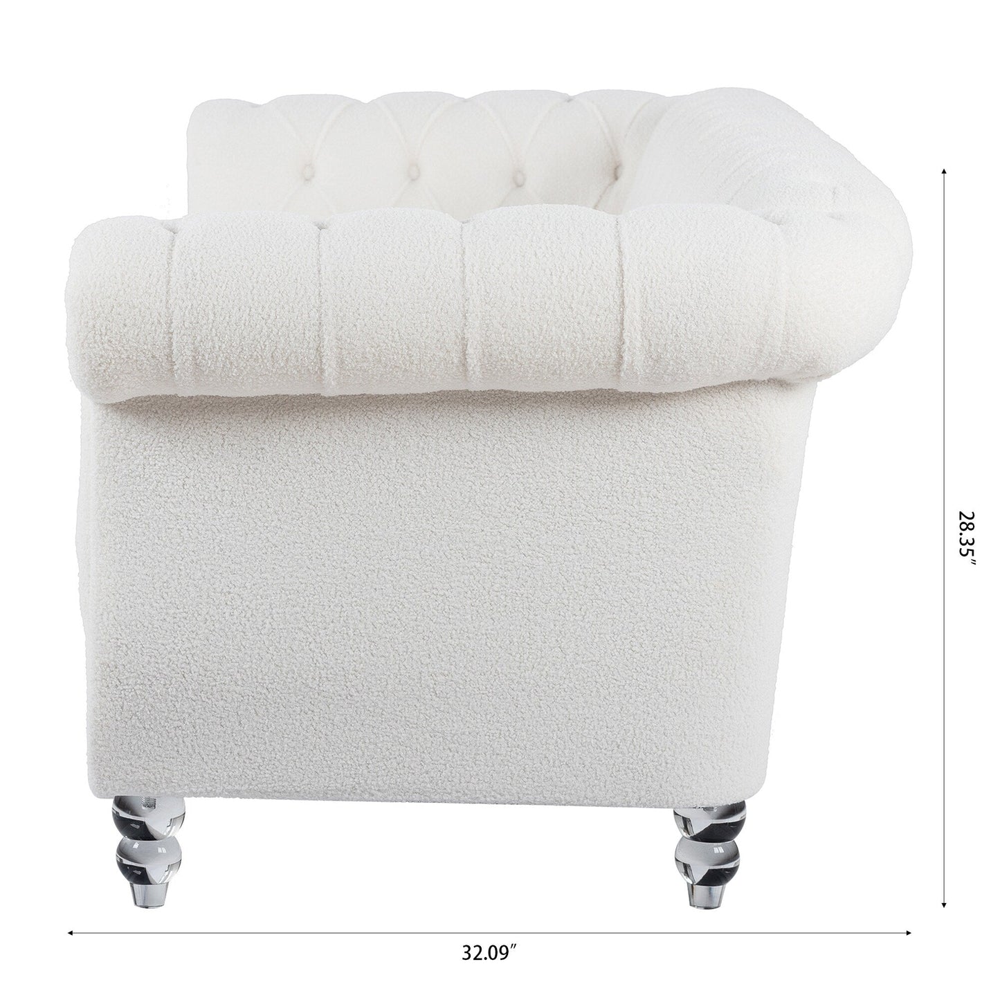 84.65 Polyester Chesterfield Sofa with Rolled Arms (3-Seater)