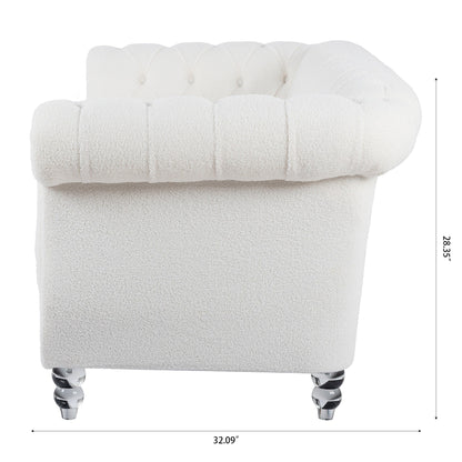 84.65 Polyester Chesterfield Sofa with Rolled Arms (3-Seater)