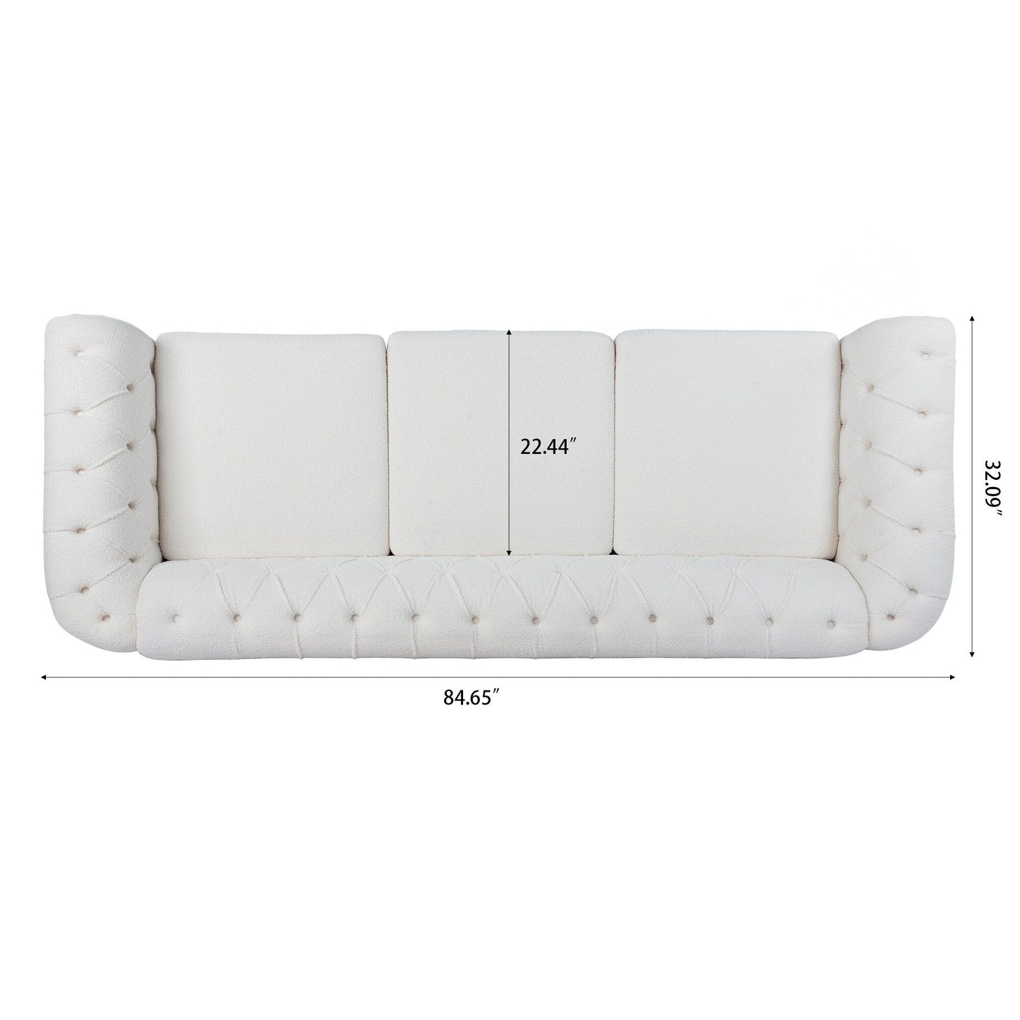 84.65 Polyester Chesterfield Sofa with Rolled Arms (3-Seater)