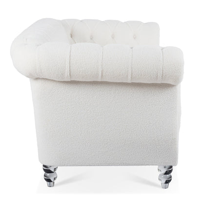 84.65 Polyester Chesterfield Sofa with Rolled Arms (3-Seater)