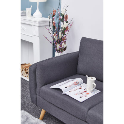 84.6'' Linen L-Shaped 3 Seater Sofa with Reversible Chaise, Independent Spring Cushions, Solid Wood Frame, Double Armrests