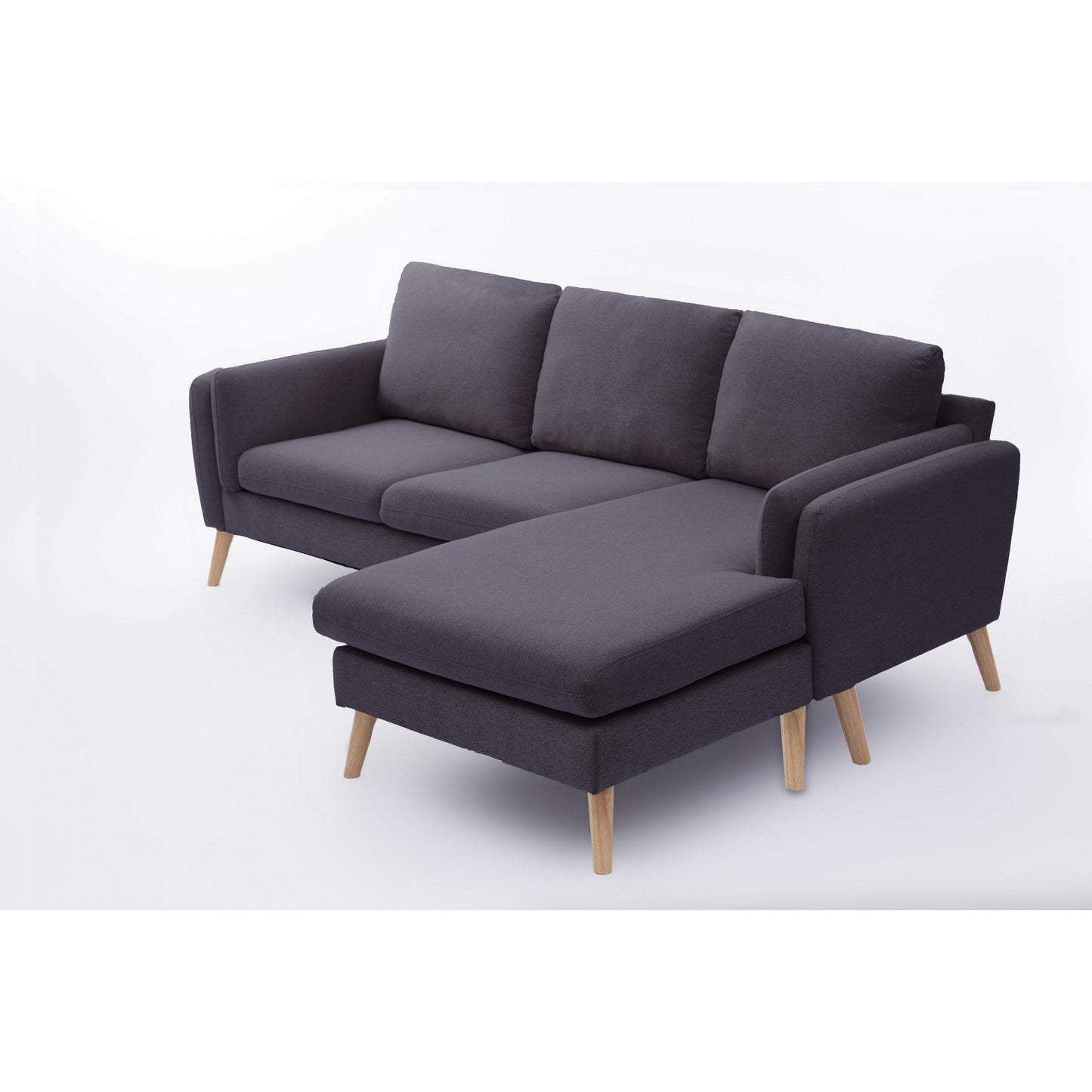 84.6'' Linen L-Shaped 3 Seater Sofa with Reversible Chaise, Independent Spring Cushions, Solid Wood Frame, Double Armrests