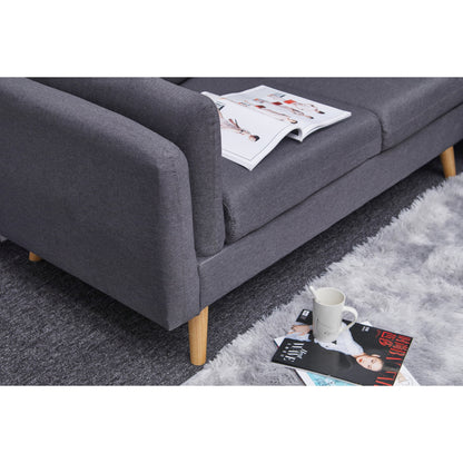 84.6'' Linen L-Shaped 3 Seater Sofa with Reversible Chaise, Independent Spring Cushions, Solid Wood Frame, Double Armrests