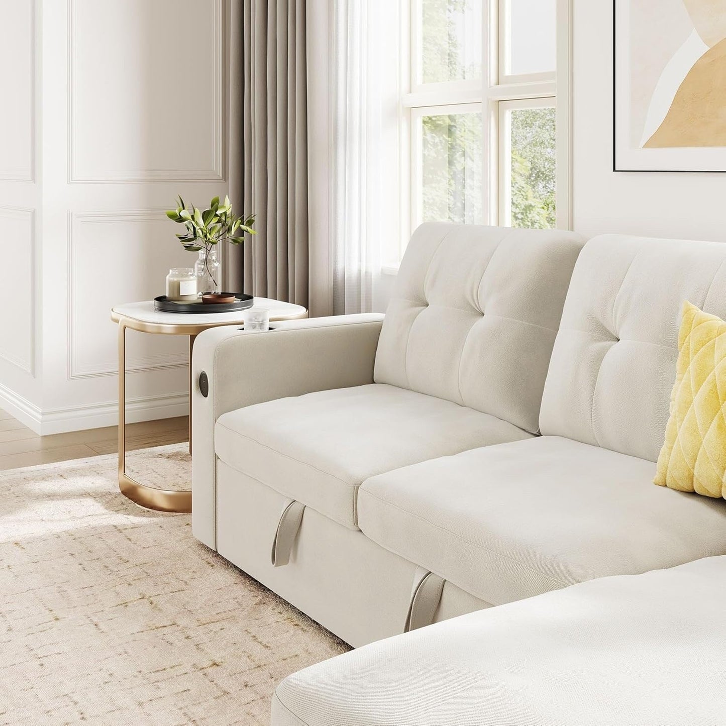 84 Sleeper Sofa Bed, Modular Sectional Cloud Couch with Reversible Storage Model